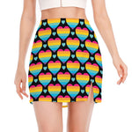 Rainbow LGBT Pride Heart Pattern Print Side Slit Mini Skirt