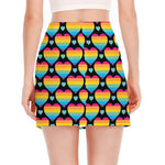 Rainbow LGBT Pride Heart Pattern Print Side Slit Mini Skirt