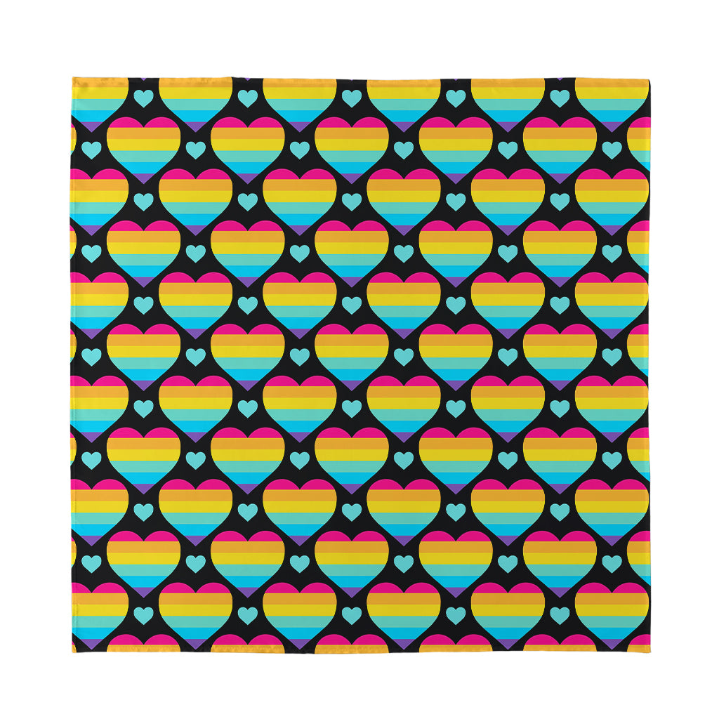 Rainbow LGBT Pride Heart Pattern Print Silk Bandana