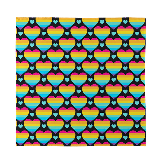 Rainbow LGBT Pride Heart Pattern Print Silk Bandana