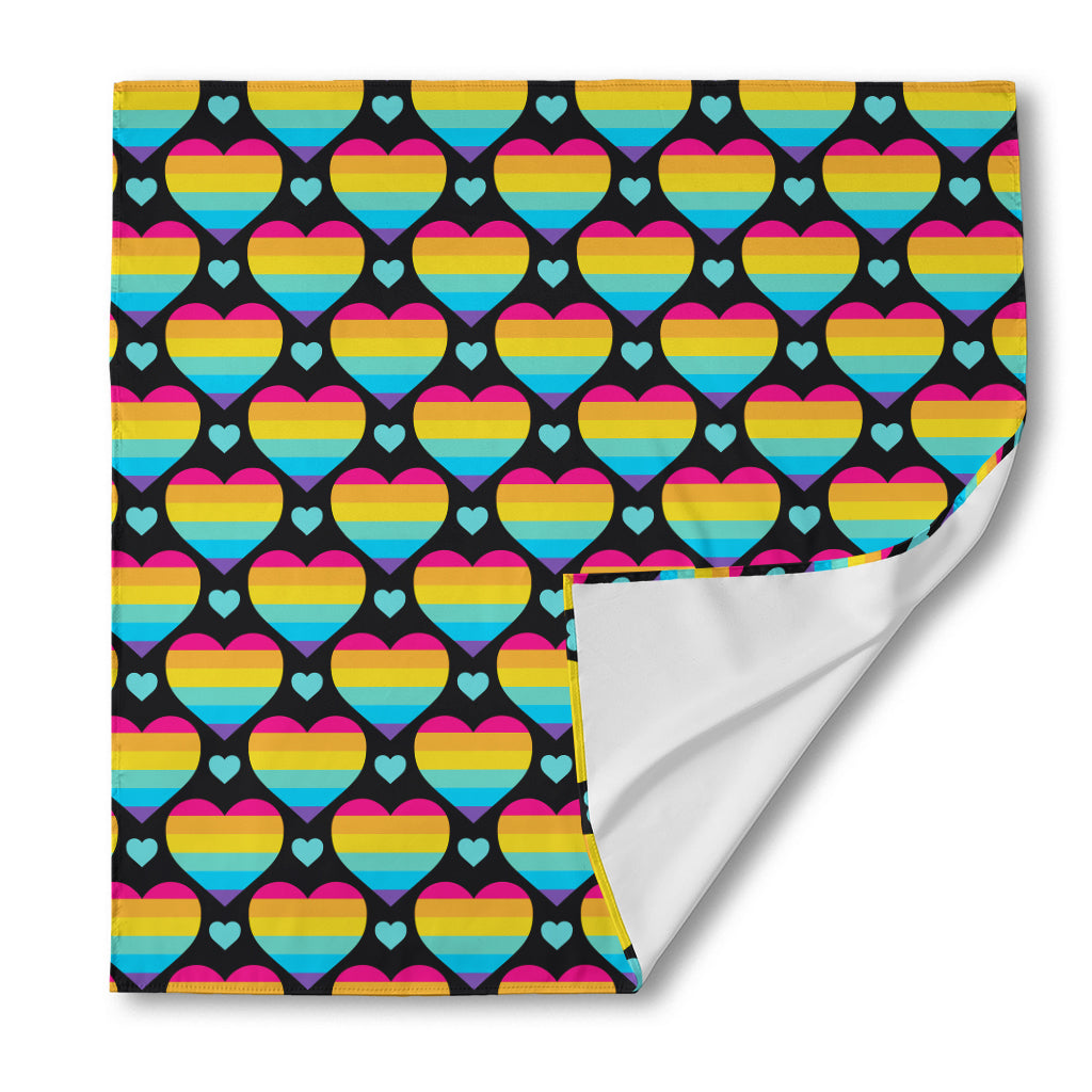 Rainbow LGBT Pride Heart Pattern Print Silk Bandana
