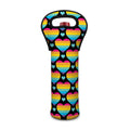 Rainbow LGBT Pride Heart Pattern Print Single Neoprene Wine Tote