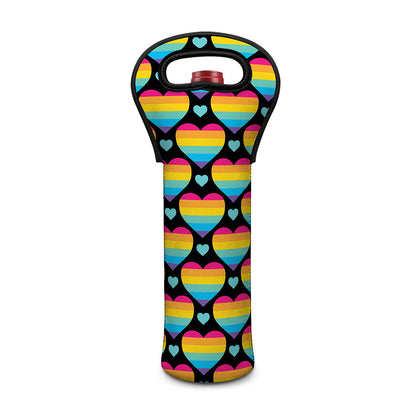 Rainbow LGBT Pride Heart Pattern Print Single Neoprene Wine Tote