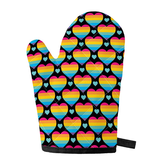 Rainbow LGBT Pride Heart Pattern Print Single Oven Mitt