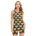 Rainbow LGBT Pride Heart Pattern Print Sleeveless One Piece Swimsuit