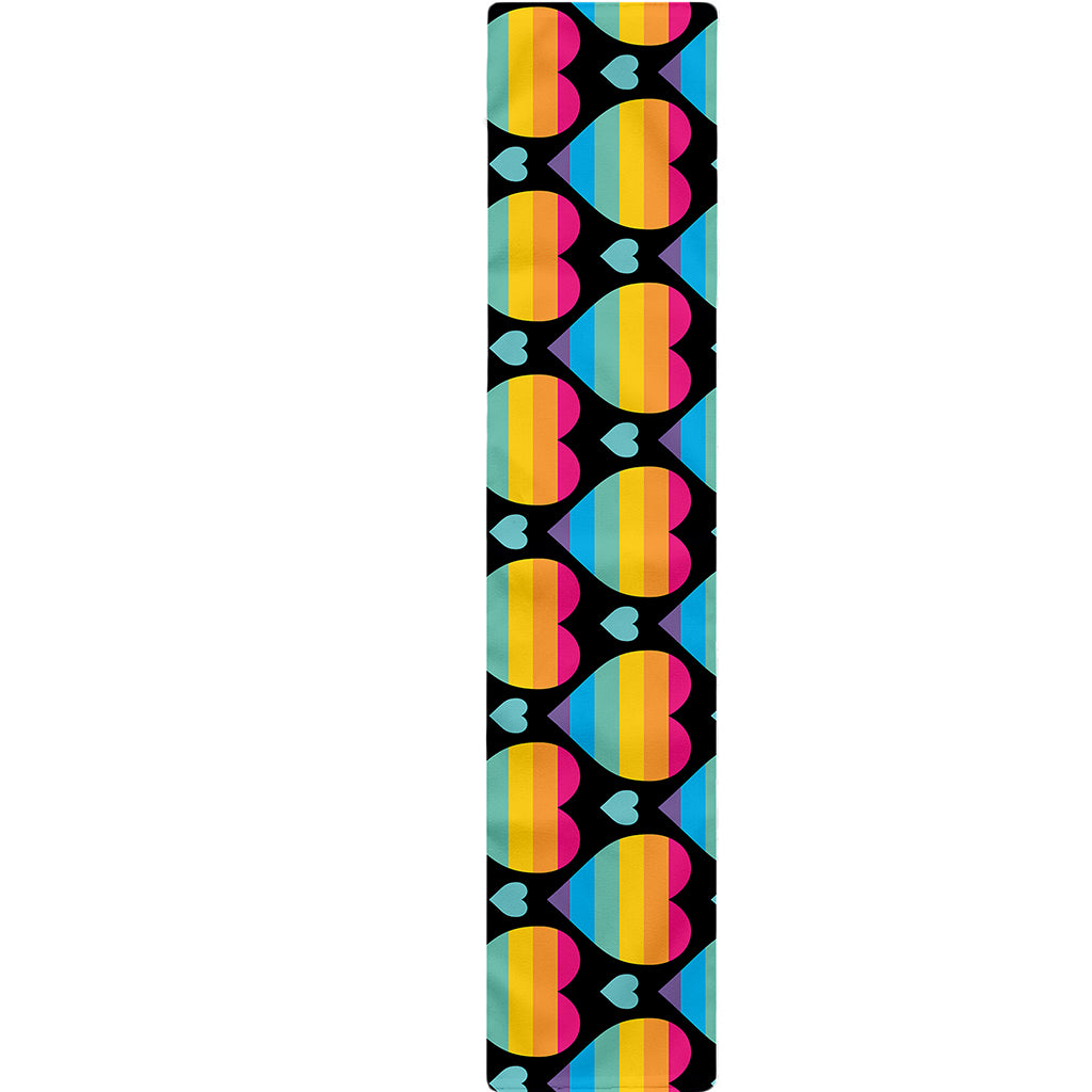 Rainbow LGBT Pride Heart Pattern Print Table Runner