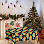 Rainbow LGBT Pride Heart Pattern Print Tablecloth