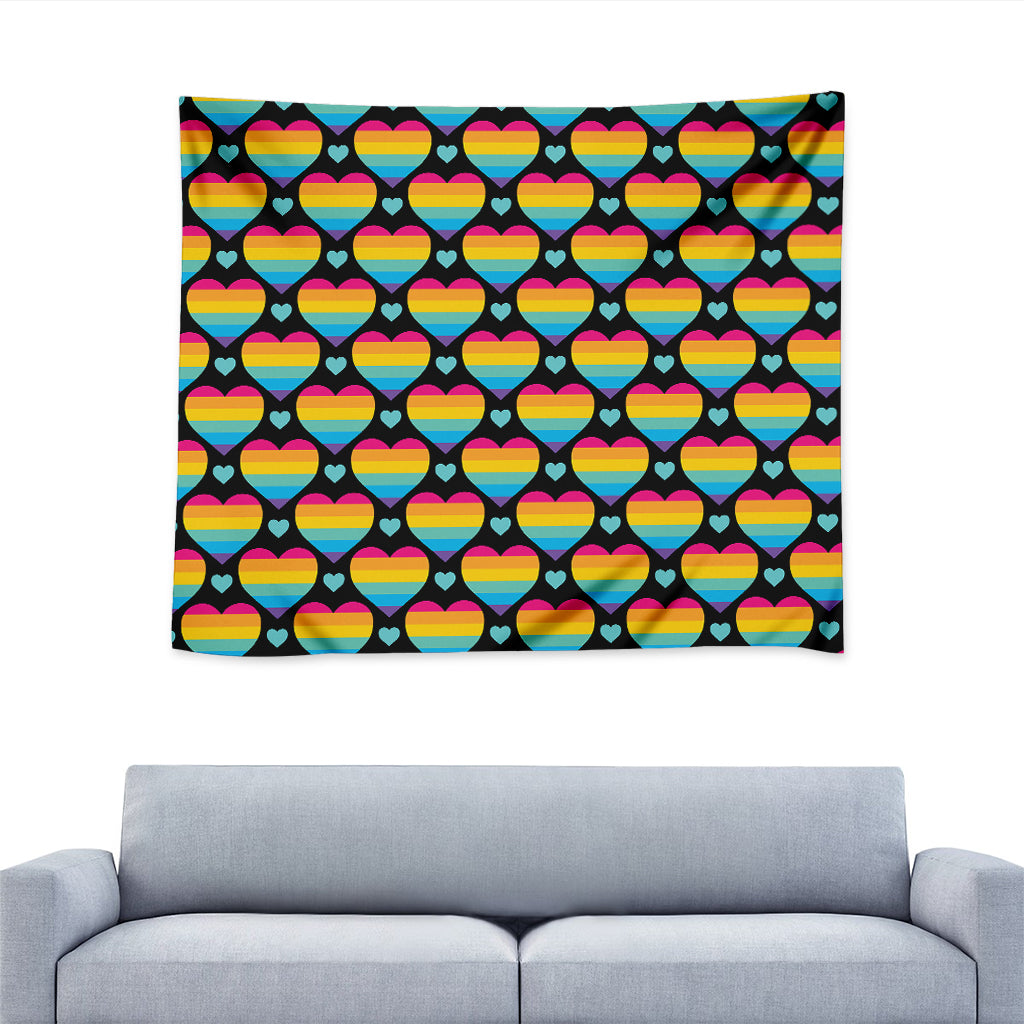 Rainbow LGBT Pride Heart Pattern Print Tapestry