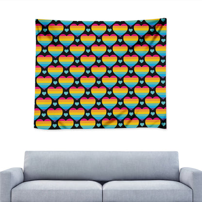 Rainbow LGBT Pride Heart Pattern Print Tapestry