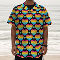 Rainbow LGBT Pride Heart Pattern Print Textured Short Sleeve Shirt
