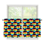 Rainbow LGBT Pride Heart Pattern Print Tier Curtains