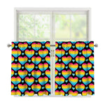 Rainbow LGBT Pride Heart Pattern Print Tier Curtains