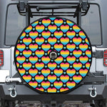 Rainbow LGBT Pride Heart Pattern Print Tire Cover With Camera Hole