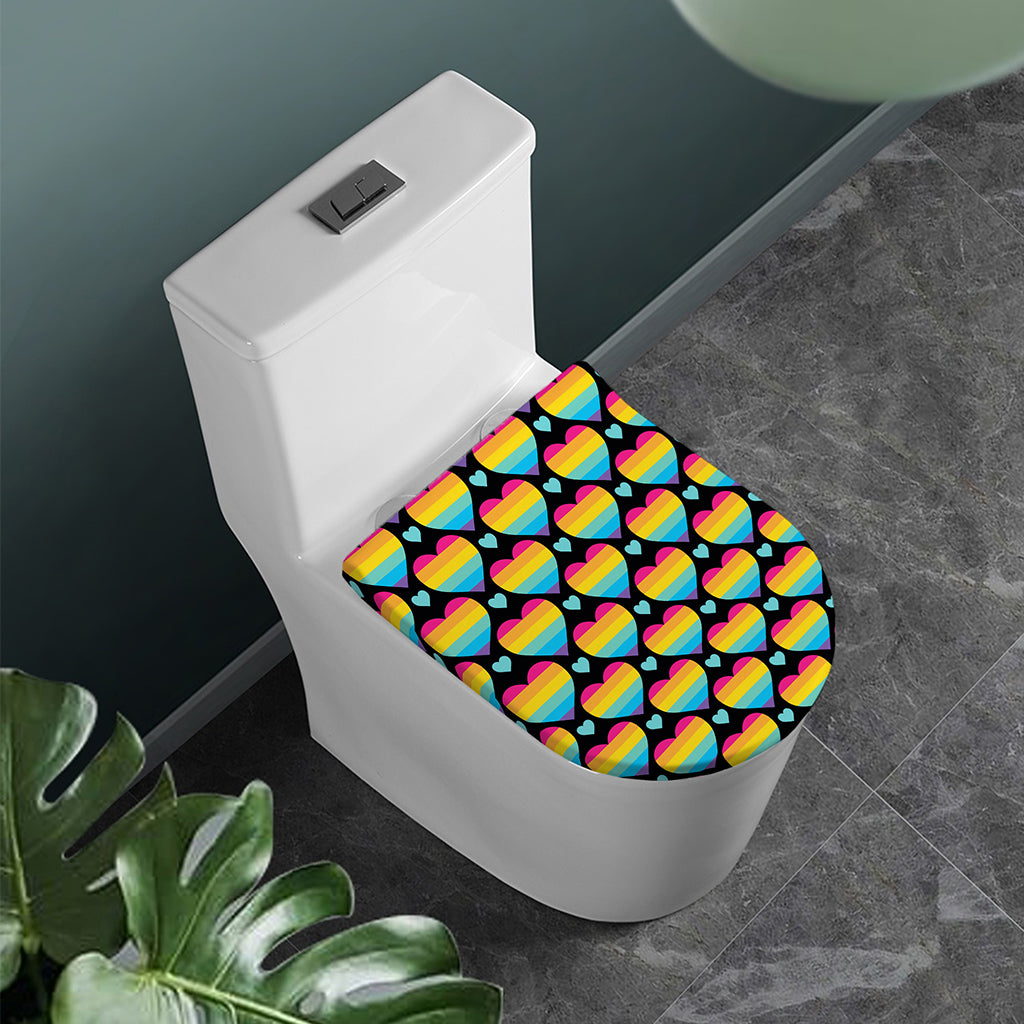 Rainbow LGBT Pride Heart Pattern Print Toilet Lid Cover