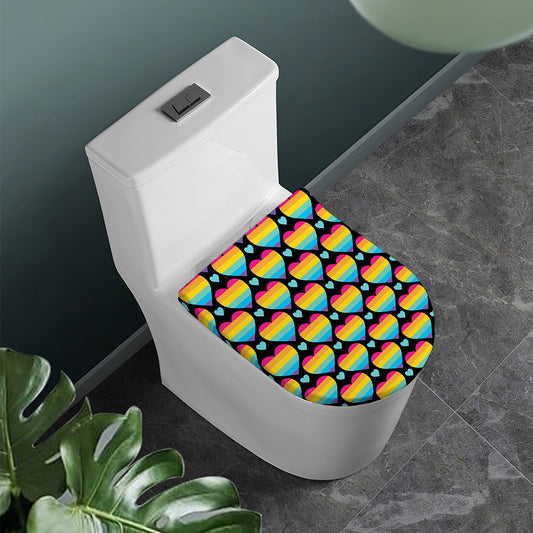 Rainbow LGBT Pride Heart Pattern Print Toilet Lid Cover