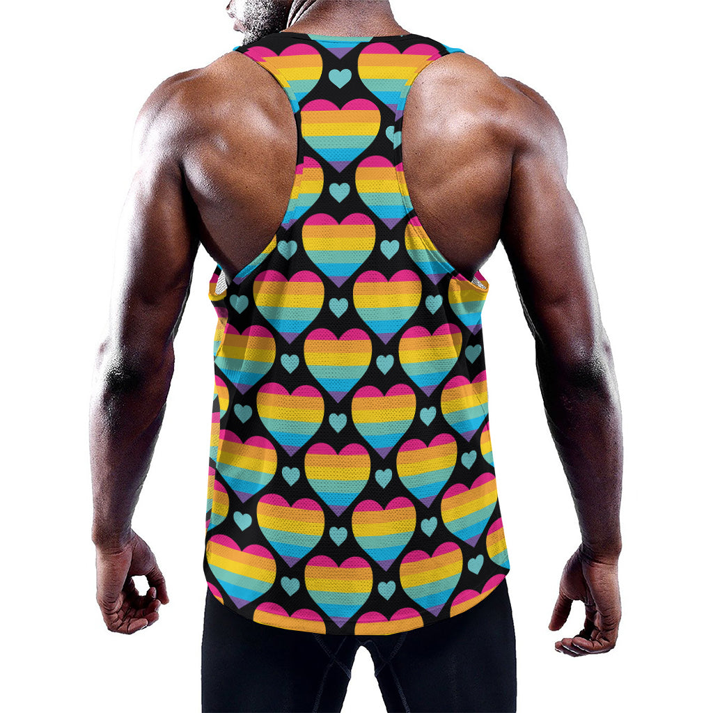 Rainbow LGBT Pride Heart Pattern Print Training Tank Top
