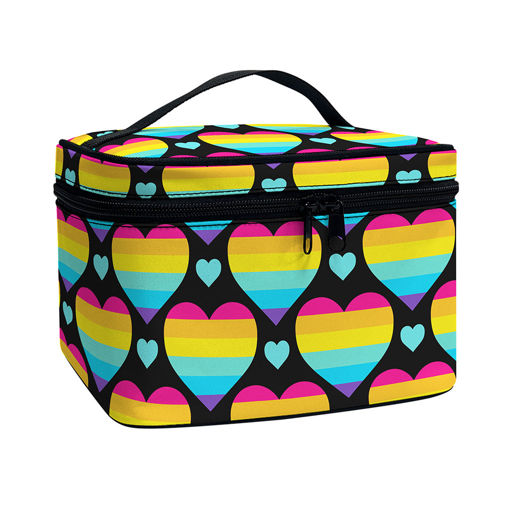 Rainbow LGBT Pride Heart Pattern Print Travel Makeup Bag