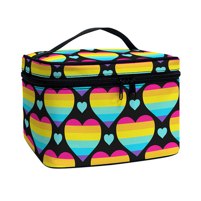 Rainbow LGBT Pride Heart Pattern Print Travel Makeup Bag