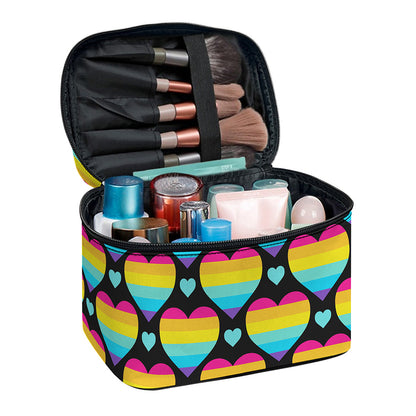 Rainbow LGBT Pride Heart Pattern Print Travel Makeup Bag