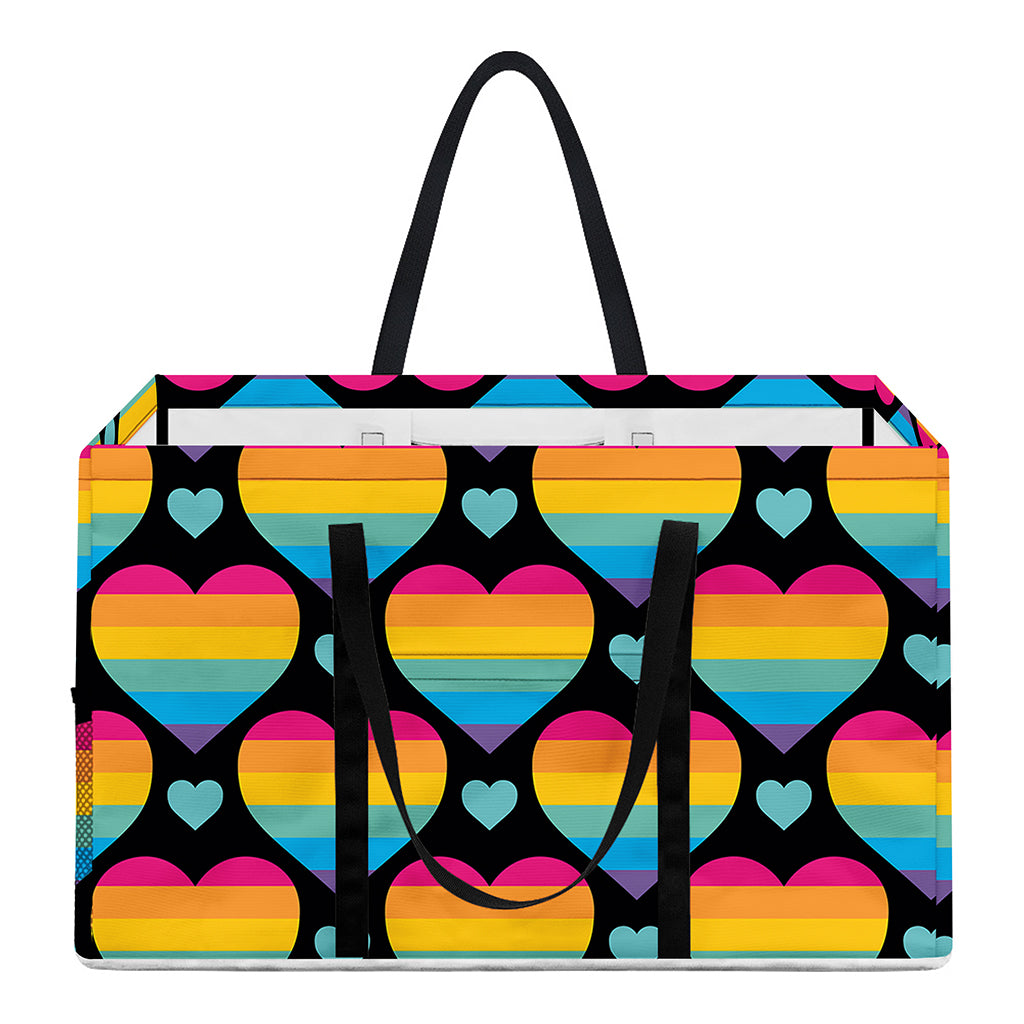 Rainbow LGBT Pride Heart Pattern Print Utility Tote Bag