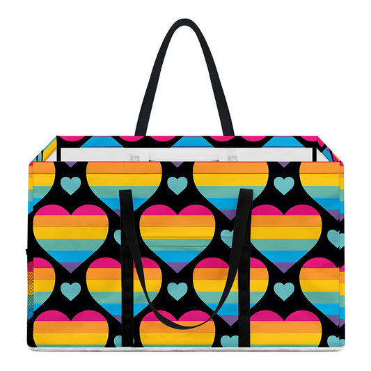 Rainbow LGBT Pride Heart Pattern Print Utility Tote Bag
