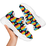 Rainbow LGBT Pride Heart Pattern Print White Chunky Shoes