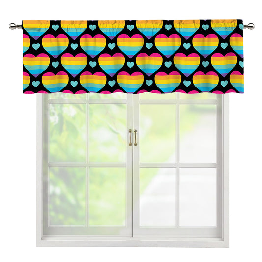 Rainbow LGBT Pride Heart Pattern Print Window Valance