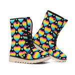 Rainbow LGBT Pride Heart Pattern Print Winter Boots