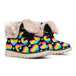 Rainbow LGBT Pride Heart Pattern Print Winter Boots