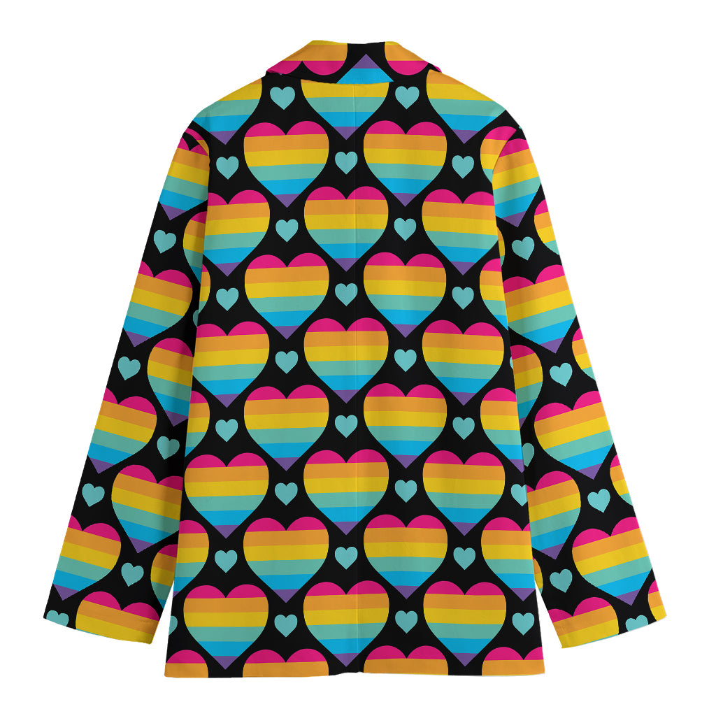 Rainbow LGBT Pride Heart Pattern Print Women's Blazer