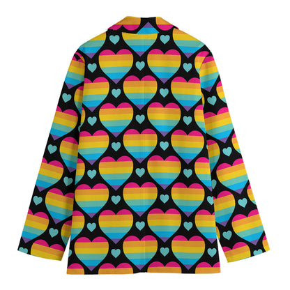 Rainbow LGBT Pride Heart Pattern Print Women's Blazer