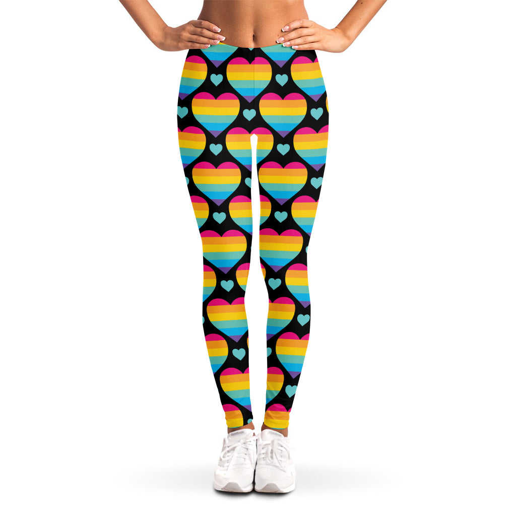 Rainbow LGBT Pride Heart Pattern Print Women's Leggings