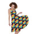 Rainbow LGBT Pride Heart Pattern Print Sleeveless Knee Length Dress