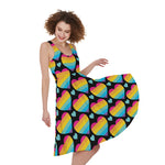 Rainbow LGBT Pride Heart Pattern Print Women's Sleeveless Dress