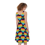 Rainbow LGBT Pride Heart Pattern Print Women's Sleeveless Dress