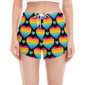 Rainbow LGBT Pride Heart Pattern Print Women's Split Running Shorts