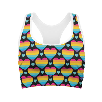 Rainbow LGBT Pride Heart Pattern Print Women's Sports Bra