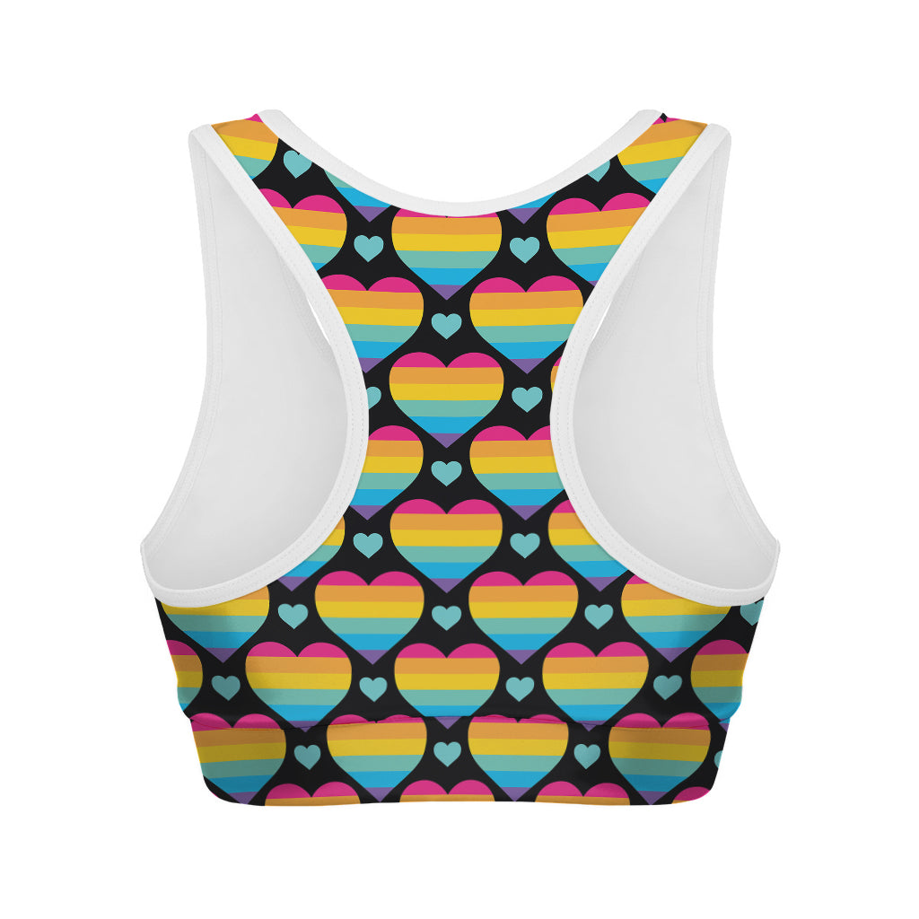 Rainbow LGBT Pride Heart Pattern Print Women's Sports Bra