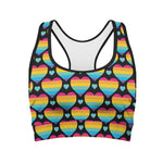 Rainbow LGBT Pride Heart Pattern Print Women's Sports Bra