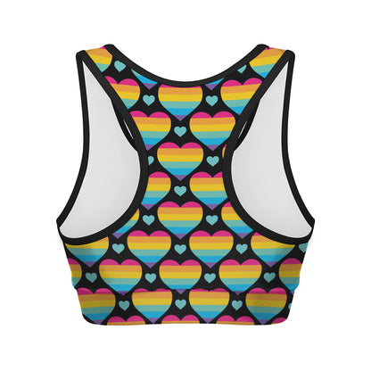 Rainbow LGBT Pride Heart Pattern Print Women's Sports Bra