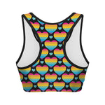 Rainbow LGBT Pride Heart Pattern Print Women's Sports Bra