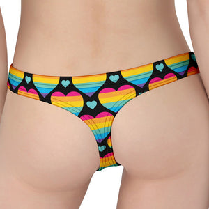 Rainbow LGBT Pride Heart Pattern Print Women's Thong