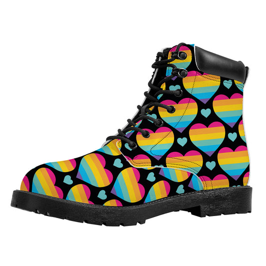 Rainbow LGBT Pride Heart Pattern Print Work Boots