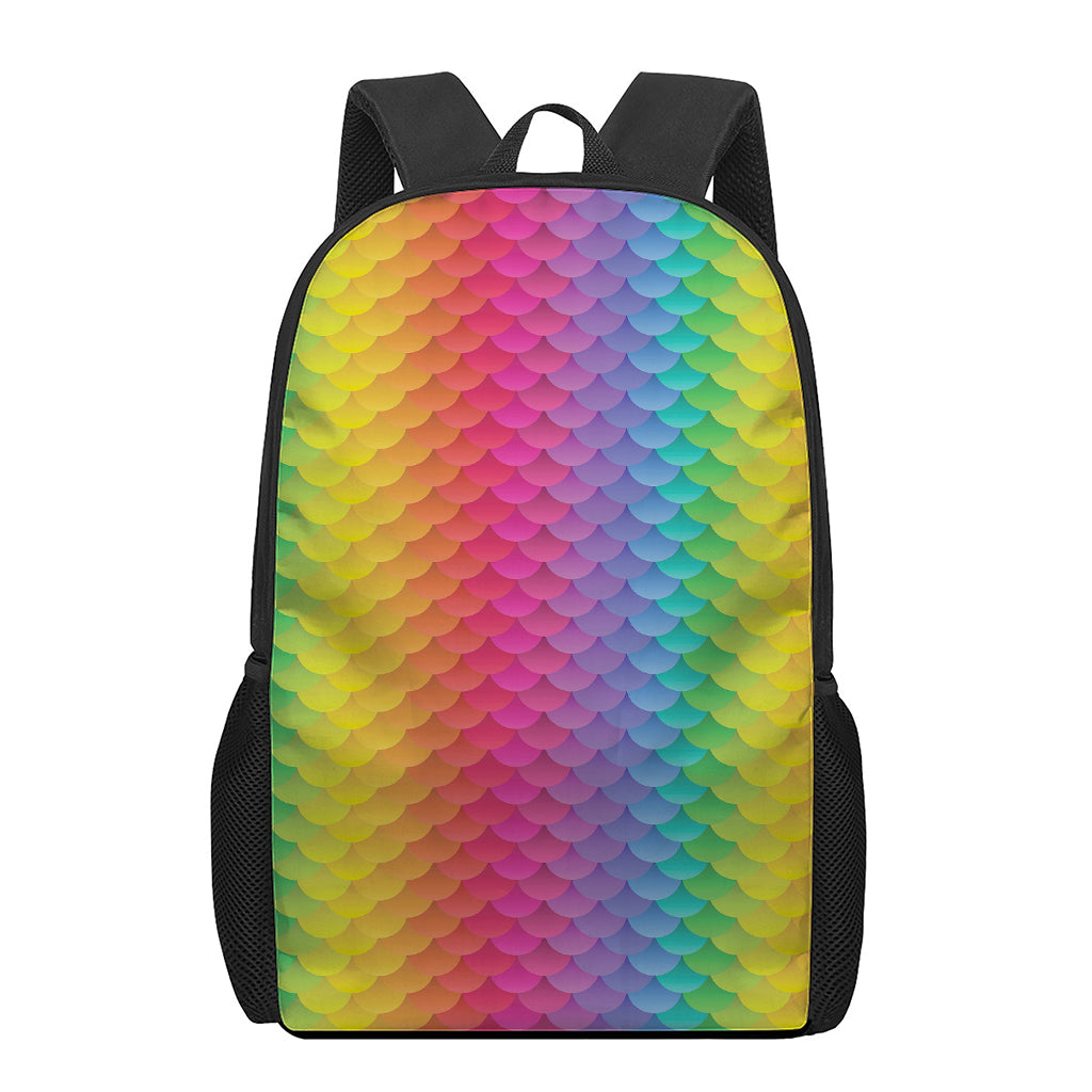 Rainbow Mermaid Scale Pattern Print 17 Inch Backpack