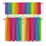 Rainbow Mermaid Scale Pattern Print 3 Piece Kitchen Curtains
