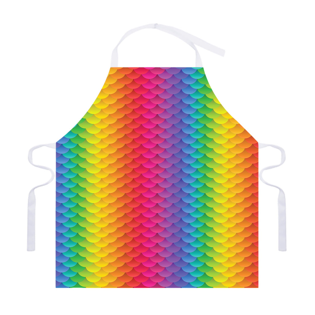 Rainbow Mermaid Scale Pattern Print Adjustable Apron