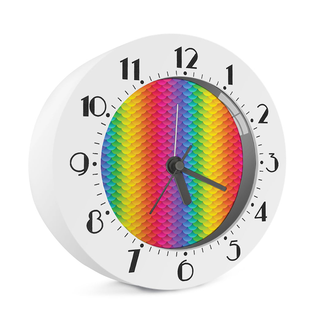 Rainbow Mermaid Scale Pattern Print Alarm Clock