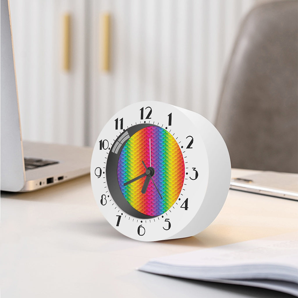 Rainbow Mermaid Scale Pattern Print Alarm Clock