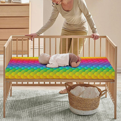 Rainbow Mermaid Scale Pattern Print Baby Crib Sheet