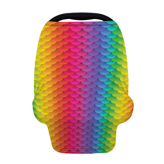 Rainbow Mermaid Scale Pattern Print Baby Seat Cover
